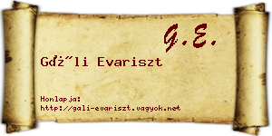 Gáli Evariszt névjegykártya